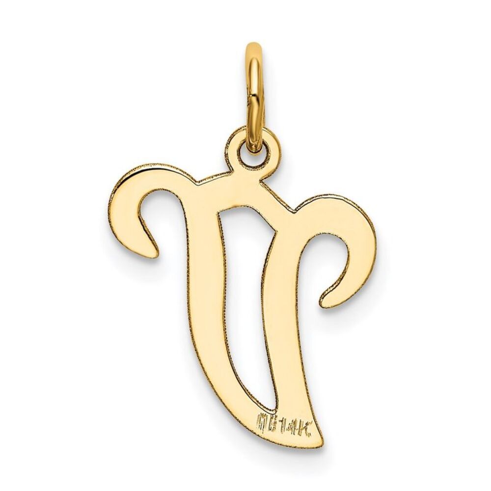 Kazi Luxury 14k Yellow Gold Script Letter V Initi… - image 3